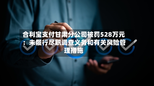 合利宝支付甘肃分公司被罚528万元：未履行尽职调查义务和有关风险管理措施